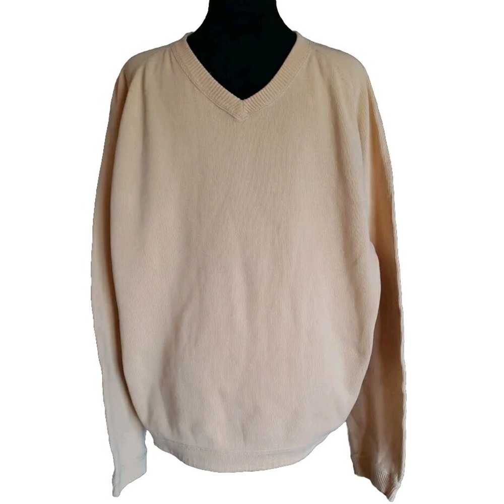 Tommy Bahama Sweater Mens XL Butter Yellow Cotton‎ Crewneck Long Sleeve Pullover